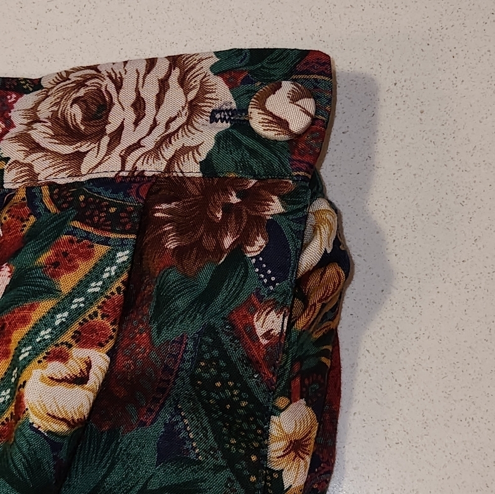 Vintage Worthington Floral Pleated Midi Skirt Size 14 Rayon Made USA - Picture 4 of 8